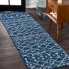 JONATHAN Y Aksil Moroccan Beni Souk Gray/Cream Runner Rug, 2×8, Bohemian, Scandinavian, Easy-Cleaning for Living Room, Bedroom, Kitchen, Pet Friendly, Non-Shedding (MOH208C-28)(Navy/Cream)