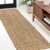 JONATHAN Y Biot Handwoven Jute Solid Natural Runner Rug, 2×8, Traditional, Rustic, Farmhouse, Coastal, Easy-Cleaning for Living Room, Bedroom, Kitchen, Non-Shedding (NRF104A-28)(Brown)