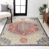 JONATHAN Y Boho Vintage Cream/Orange Runner Rug, 2×8, Bohemian Flair Traditional Medallion, Easy-Cleaning for Living Room, Bedroom, Kitchen, Pet Friendly, Non-Shedding (BMF101A-28)(3′ x 5′ (Rectangular))