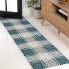 JONATHAN Y Bold Gingham Indoor Outdoor Area Rug 8X10 Turquoise/Cream, Sabine Traditional Farmhouse for Backyard, Patio, Porch, Easy-Cleaning, High Traffic, Pet-Friendly, Non-Shedding (TSN203E-8)(Turquoise/Cream)
