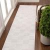 JONATHAN Y Checkerboard High-Low Runner Rug 2X8 White/Cream, Thea Modern Geometric for Living Room, Bedroom, Kitchen, Office, Easy-Cleaning, High Traffic, Pet-Friendly, Non-Shedding SND103B-28(White/Cream)