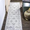 JONATHAN Y Cherie French Cottage Black/Cream Runner Rug, 2×8, Vintage, Bohemian, Easy-Cleaning for Living Room, Bedroom, Kitchen, Pet Friendly, Non-Shedding (MDP505D-28)(Light Gray/Cream)