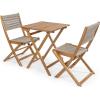 JONATHAN Y DNG2001B-3SET Javea Modern Coastal 3-Piece Acacia Wood Outdoor Folding Bistro Set Mid-Century, Contemporary, Transitional, Classic, Bohemian, Cream/Light Teak(Beige/Teak Brown)