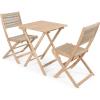 JONATHAN Y DNG2001B-3SET Javea Modern Coastal 3-Piece Acacia Wood Outdoor Folding Bistro Set Mid-Century, Contemporary, Transitional, Classic, Bohemian, Cream/Light Teak(Cream/Light Teak)