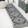 JONATHAN Y Diamond Tribal Medallion Indoor Outdoor Runner Rug 2X8 Black/Ivory, Marokko for Backyard, Patio, Porch, Easy-Cleaning, High Traffic, Pet-Friendly, Non-Shedding (SMB127F-28)(Black/Ivory)