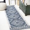 JONATHAN Y Diamond Tribal Medallion Indoor Outdoor Runner Rug 2X8 Black/Ivory, Marokko for Backyard, Patio, Porch, Easy-Cleaning, High Traffic, Pet-Friendly, Non-Shedding (SMB127F-28)(Blue/Ivory)