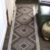 JONATHAN Y Diamond Tribal Medallion Indoor Outdoor Runner Rug 2X8 Black/Ivory, Marokko for Backyard, Patio, Porch, Easy-Cleaning, High Traffic, Pet-Friendly, Non-Shedding (SMB127F-28)(Brown/Beige)