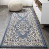 JONATHAN Y Filigree Indoor Outdoor Runner Rug 2X8 Teal/Ivory, Galon for Backyard, Patio, Porch, Easy-Cleaning, High Traffic, Pet-Friendly, Non-Shedding (SMB120B-28)(Blue/Beige)