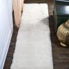 JONATHAN Y Groovy Solid Shag Light Beige Runner Rug, 2×8, Transitional, Contemporary, Easy-Cleaning for Living Room, Bedroom, Kitchen, Pet Friendly, Non-Shedding (CLD100D-28)(Ivory)