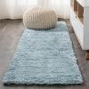 JONATHAN Y Groovy Solid Shag Light Beige Runner Rug, 2×8, Transitional, Contemporary, Easy-Cleaning for Living Room, Bedroom, Kitchen, Pet Friendly, Non-Shedding (CLD100D-28)(Turquoise)