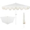 JONATHAN Y Half Umbrella UMB1201B Beverly 9 ft. Designer Classic Scalloped Fringe Market Patio with Crank, Push Button Tilt and UV Protection in Navy/White(Cream/White – White Pole)