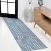 JONATHAN Y High-Low Arch Stripe Two-Tone Navy/Cream 8×10 Indoor/Outdoor Area Rug, Anders MidCentury Modern, for Patio, Backyard, Living Room, Bedroom, Office, Hose-Washable (SCN107A-8)(Navy/Cream)