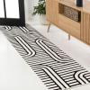 JONATHAN Y High-Low Arch Stripe Two-Tone Navy/Cream 8×10 Indoor/Outdoor Area Rug, Anders MidCentury Modern, for Patio, Backyard, Living Room, Bedroom, Office, Hose-Washable (SCN107A-8)(Black/White)