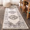 JONATHAN Y Inigo Cottage Medallion Dark Gray/Cream Runner Rug, 2×8, Bohemian, Transitional, Easy-Cleaning for Living Room, Bedroom, Kitchen, Pet Friendly, Non-Shedding (BMF107B-28)(Grey)