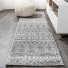 JONATHAN Y Izil Moroccan Beni Souk Gray/Cream Runner Rug, 2×8, Bohemian, Scandinavian, Easy-Cleaning for Living Room, Bedroom, Kitchen, Pet Friendly, Non-Shedding (MOH209B-28)(Gray/Cream)