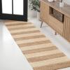 JONATHAN Y Jayden Woven Jute Stripe Natural/Brown Runner Rug, 2×8, Rustic, Farmhouse, Traditional, Lodge, Easy-Cleaning for Living Room, Bedroom, Kitchen, Non-Shedding (NRF202A-28)(Natural/Bleach)