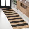JONATHAN Y Jayden Woven Jute Stripe Natural/Brown Runner Rug, 2×8, Rustic, Farmhouse, Traditional, Lodge, Easy-Cleaning for Living Room, Bedroom, Kitchen, Non-Shedding (NRF202A-28)(Natural/Black)