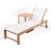 JONATHAN Y LNG1100A-2SET Trabuco Coastal Modern Acacia Wood Mesh 3-Position Outdoor Chaise Lounge Set with Side Table Transitional, Classic, Minimalist, Traditional, Contemporary, Dark Gray/Teak Brown(White/Light Teak)