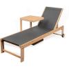 JONATHAN Y LNG1100A-2SET Trabuco Coastal Modern Acacia Wood Mesh 3-Position Outdoor Chaise Lounge Set with Side Table Transitional, Classic, Minimalist, Traditional, Contemporary, Dark Gray/Teak Brown(Dark Gray/Light Teak)
