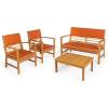 JONATHAN Y LVG1000B-4SET Barclay 4-Piece Modern Coastal Acacia Wood Conversation Outdoor Patio Set with Cushions Transitional, Classic, Traditional, Vintage, Mid-Century, Dark Gray/Teak Brown(Orange/Teak Brown)