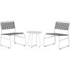 JONATHAN Y LVG1100A-3SET Freja 3-Piece Mid-Century Modern Faux Rattan Conversation Outdoor Patio Set Scandinavian, Classic, Transitional, Bohemian, Traditional, White/Gray(White/Gray)