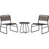JONATHAN Y LVG1100A-3SET Freja 3-Piece Mid-Century Modern Faux Rattan Conversation Outdoor Patio Set Scandinavian, Classic, Transitional, Bohemian, Traditional, White/Gray(Black/Brown)