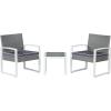 JONATHAN Y LVG1101A-3SET Selby 3-Piece Modern Coastal Faux Wicker Conversation Outdoor Patio Set Mid-Century, Classic, Contemporary, Traditional, Minimalist, White/Gray(White/Gray)