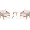JONATHAN Y LVG1203A-3SET Aveiro 3-Piece Modern Bohemian Roped Acacia Wood Conversation Outdoor Patio Set with Cushions Coastal, Contemporary, Transitional, Rustic, Cottage, Beige/Light Teak(Beige/Light Teak)