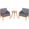 JONATHAN Y LVG1203A-3SET Aveiro 3-Piece Modern Bohemian Roped Acacia Wood Conversation Outdoor Patio Set with Cushions Coastal, Contemporary, Transitional, Rustic, Cottage, Beige/Light Teak(Cottage Gray/Teak Brown)