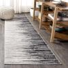 JONATHAN Y Linear Modern Half-Stripe Blue/Cream Runner Rug, 2×8, Contemporary, Transitional, Easy-Cleaning for Living Room, Bedroom, Kitchen, Pet Friendly, Non-Shedding (CTP112A-28)(Gray/Cream)