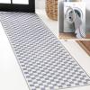 JONATHAN Y Machine Washable Indoor Area Rug 8X10 Dark Blue/White, Ainsley Modern Cottage Checkerboard for Living Room, Bedroom, Kitchen, Office, Easy-Cleaning, Pet-Friendly, Non-Shedding WSH126C-8(Purple Gray/White)