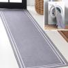 JONATHAN Y Machine Washable White/Gray Indoor Area Rug 8X10 ft, Sloane Classic 2-Stripe Border for Living Room, Bedroom, Kitchen, Office, Easy-Cleaning, Pet-Friendly, Non-Shedding WSH125B-8(Gray/Cream)