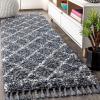 JONATHAN Y Mercer Shag Plush Tassel Blue/Cream Indoor Area Rug, 8×10, Moroccan Geometric Trellis, Easy-Cleaning for Living Room, Bedroom, Kitchen, Pet Friendly, Non-Shedding (MCR101A-8)(Blue/Cream)