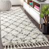 JONATHAN Y Mercer Shag Plush Tassel Blue/Cream Indoor Area Rug, 8×10, Moroccan Geometric Trellis, Easy-Cleaning for Living Room, Bedroom, Kitchen, Pet Friendly, Non-Shedding (MCR101A-8)(Ivory/Grey)