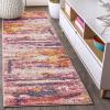 JONATHAN Y Modern Abstract Brushstroke Cream/Blue Indoor Area Rug, 5×8, Contemporary POP, Transitional, Easy-Cleaning for Living Room, Bedroom, Kitchen, Pet Friendly, Non-Shedding (CTP102C-5)(Pink/Cream)
