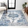 JONATHAN Y Modern Boho Vintage Medallion Ivory/Blue Runner Rug, 2×8, Bohemian, Traditional, Easy-Cleaning for Living Room, Bedroom, Kitchen, Pet Friendly, Non-Shedding (MDP201A-28)(5’3″ x 7’7″ (Rectangular))