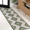 JONATHAN Y Moroccan Diamond Indoor Outdoor Area Rug 8X10 Green/Cream, Lior Geometric for Backyard, Patio, Porch, Easy-Cleaning, High Traffic, Pet-Friendly, Non-Shedding (TSN202D-8)(Green/Cream)