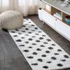 JONATHAN Y Pere Charcoal Dot Shag White/Gray Indoor Area Rug, 8×10, Modern, Bohemian, Contemporary, Easy-Cleaning for Living Room, Bedroom, Kitchen, Pet Friendly, Non-Shedding (MOH411A-8)(White/Black)