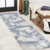 JONATHAN Y Petalo Abstract Two-Tone Runner Rug 2×8, Gray/Cream, Contemporary, Modern, Easy-Cleaning for Living Room, Bedroom, Kitchen, Pet Friendly, Non-Shedding (CTP200C-28)(Blue/Cream)