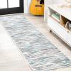 JONATHAN Y Speer Abstract Linear Stripe Gray/Blue Indoor Area Rug, 5×8, Contemporary, Rustic, Easy-Cleaning for Living Room, Bedroom, Kitchen, Pet Friendly, Non-Shedding (LUX106A-5)(Gray/Blue)