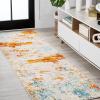 JONATHAN Y Sunset Modern Abstract Blue/Multi Runner Rug, 2×8, Contemporary, Transitional, Easy-Cleaning for Living Room, Bedroom, Kitchen, Pet Friendly, Non-Shedding (CTP114A-28)(Orange/Multi)
