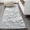 JONATHAN Y Swirl Marbled Gray/Black Runner Rug 2X8 ft, Abstract for Living Room, Bedroom, Kitchen, Office, Easy-Cleaning, High Traffic, Pet-Friendly, Non-Shedding SOR203C-28(Gray/Turquoise)