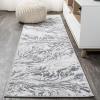 JONATHAN Y Swirl Marbled Gray/Black Runner Rug 2X8 ft, Abstract for Living Room, Bedroom, Kitchen, Office, Easy-Cleaning, High Traffic, Pet-Friendly, Non-Shedding SOR203C-28(Gray/Blue)