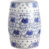 JONATHAN Y TBL1000A Lotus Flower 17.8″ Chinoiserie Ceramic Drum Indoor/Outdoor Garden Stool Bohemian, Coastal, Classic, Cottage, French Country, Traditional, Bathroom, Garden Room, Patio, Blue/White