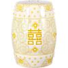 JONATHAN Y TBL1013B Double Happiness 18″ Chinoiserie Ceramic Drum Indoor/Outdoor Garden Stool Bohemian, Coastal, Classic, Cottage,Traditional, Patio, Garden, Bathroom, Living Room, Yellow/White(Yellow/White)