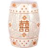 JONATHAN Y TBL1013B Double Happiness 18″ Chinoiserie Ceramic Drum Indoor/Outdoor Garden Stool Bohemian, Coastal, Classic, Cottage,Traditional, Patio, Garden, Bathroom, Living Room, Yellow/White(Orange/White)