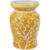 JONATHAN Y TBL1017C Cherry Blossom 17.75″ Ceramic Indoor/Outdoor Garden Stool Coastal, Contemporary, Transitional, Patio, Garden Room, Bathroom, Living Room, Green/White(Yellow/White)