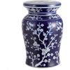 JONATHAN Y TBL1017C Cherry Blossom 17.75″ Ceramic Indoor/Outdoor Garden Stool Coastal, Contemporary, Transitional, Patio, Garden Room, Bathroom, Living Room, Green/White(Navy/White)