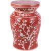 JONATHAN Y TBL1017C Cherry Blossom 17.75″ Ceramic Indoor/Outdoor Garden Stool Coastal, Contemporary, Transitional, Patio, Garden Room, Bathroom, Living Room, Green/White(Red/White)