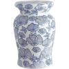 JONATHAN Y TBL1018A Poppies 17.7″ Ceramic Indoor/Outdoor Garden Stool, Stylized Flower Design, Coastal, Contemporary, Modern, Side Table, Plant Stand, Living Room, Garden Room, Patio, White/Blue